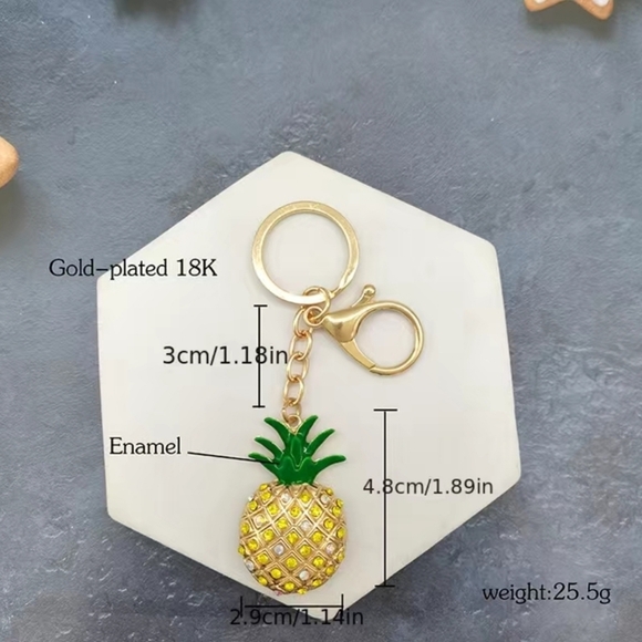 🔹️2x host pick 🔹️ Rhinestone Pineapple Keychain Bag Purse Metal - Picture 5 of 6